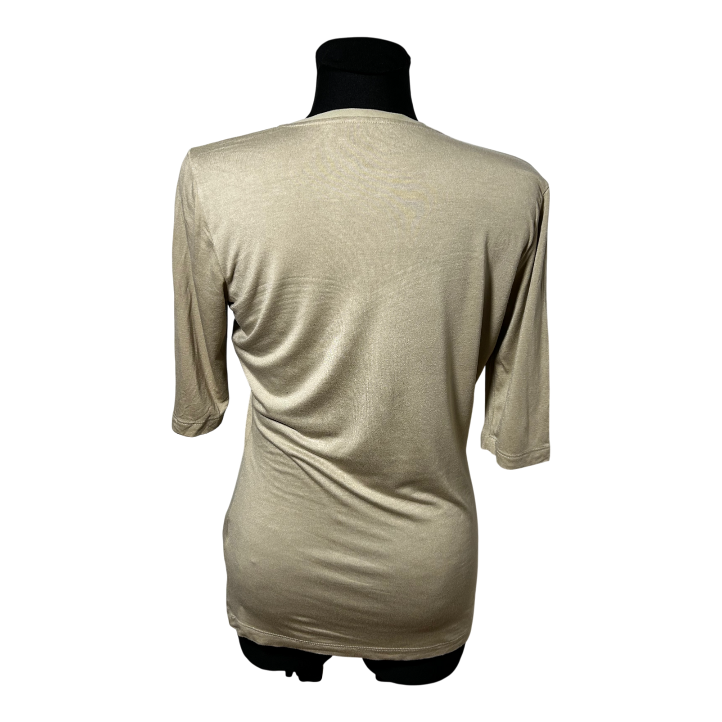 Boss T Shirt Damen Gr M Beige Viskose Stretch Kurzarm Basic Elegant Top