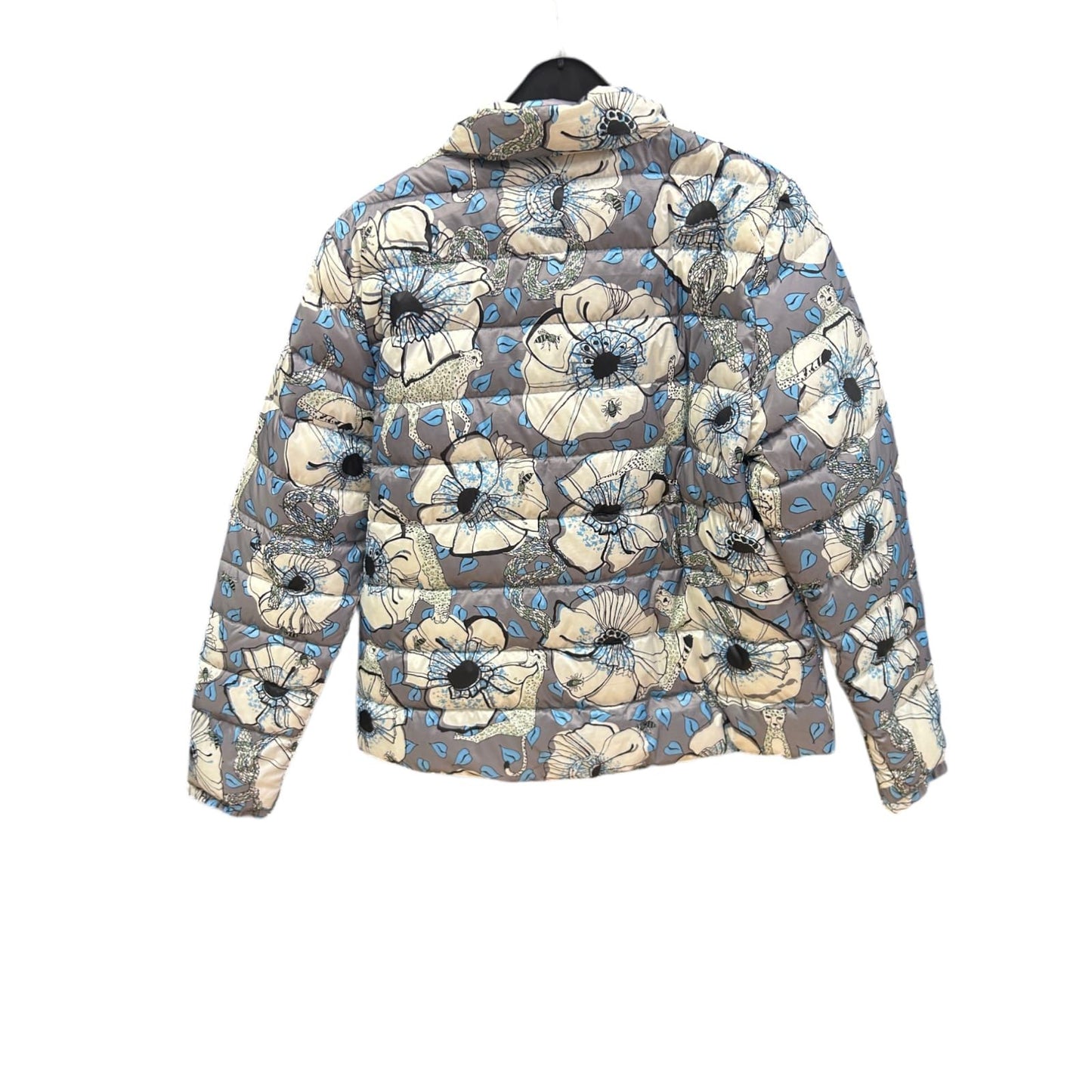 Peckott Daunenjacke Größe 46 Grau Blumen Steppung Übergangsjacke Damen