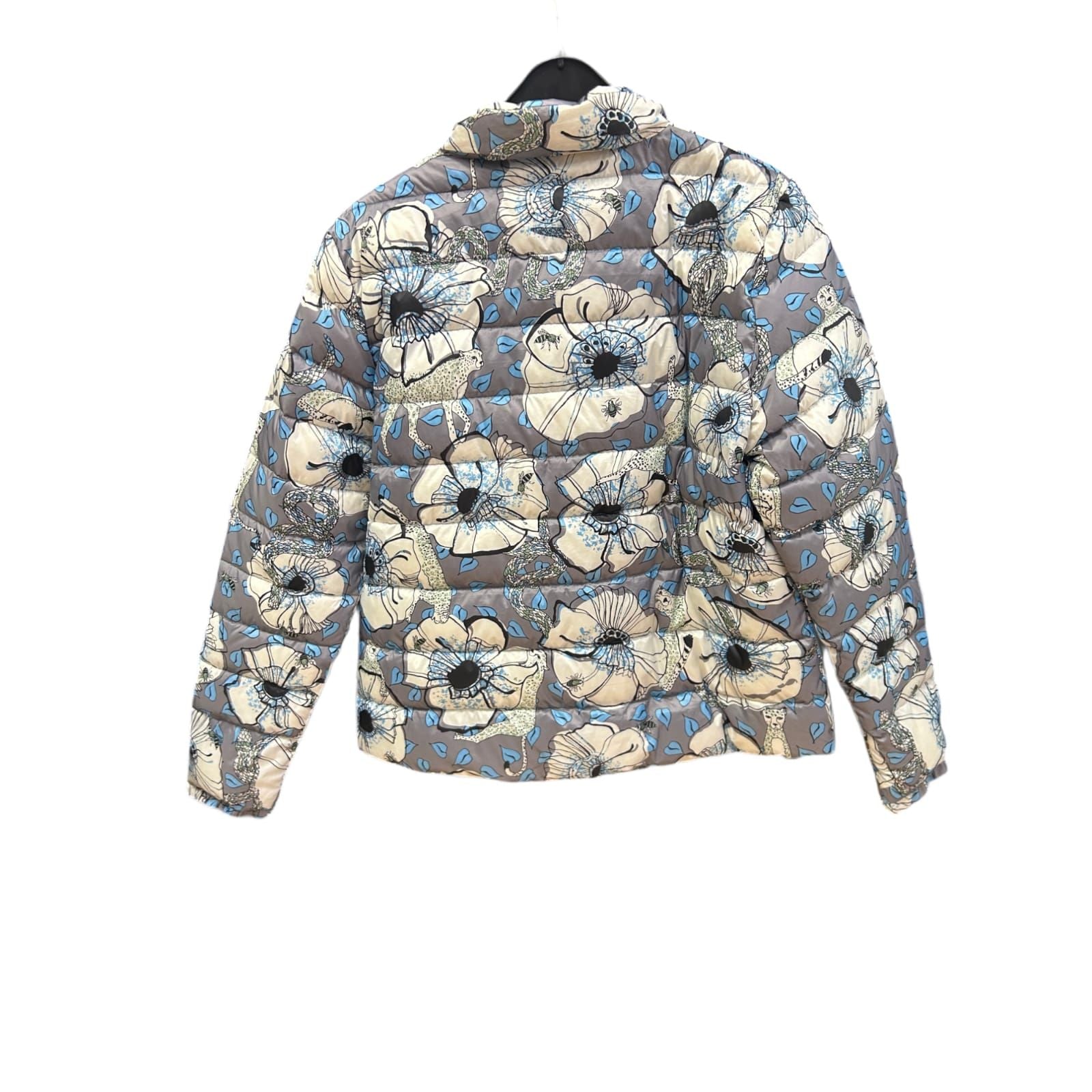 Peckott Daunenjacke Größe 46 Grau Blumen Steppung Übergangsjacke Damen