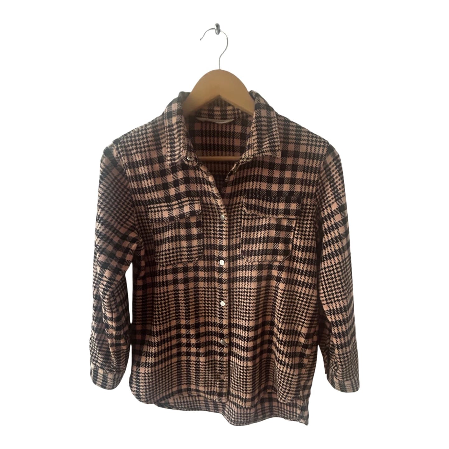 H&M Mädchen Bluse Hemd Gr 158 Rosa Kariert Langarm Baumwolle