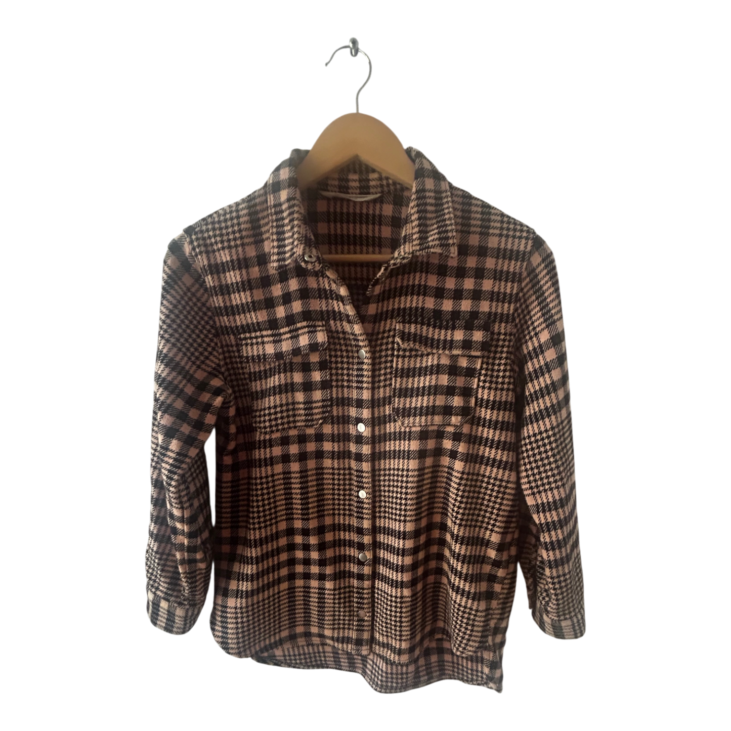 H&M Mädchen Bluse Hemd Gr 158 Rosa Kariert Langarm Baumwolle