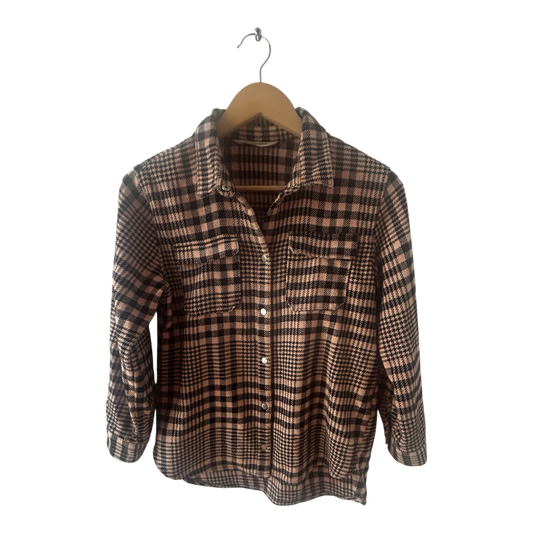 H&M Mädchen Bluse Hemd Gr 158 Rosa Kariert Langarm Baumwolle