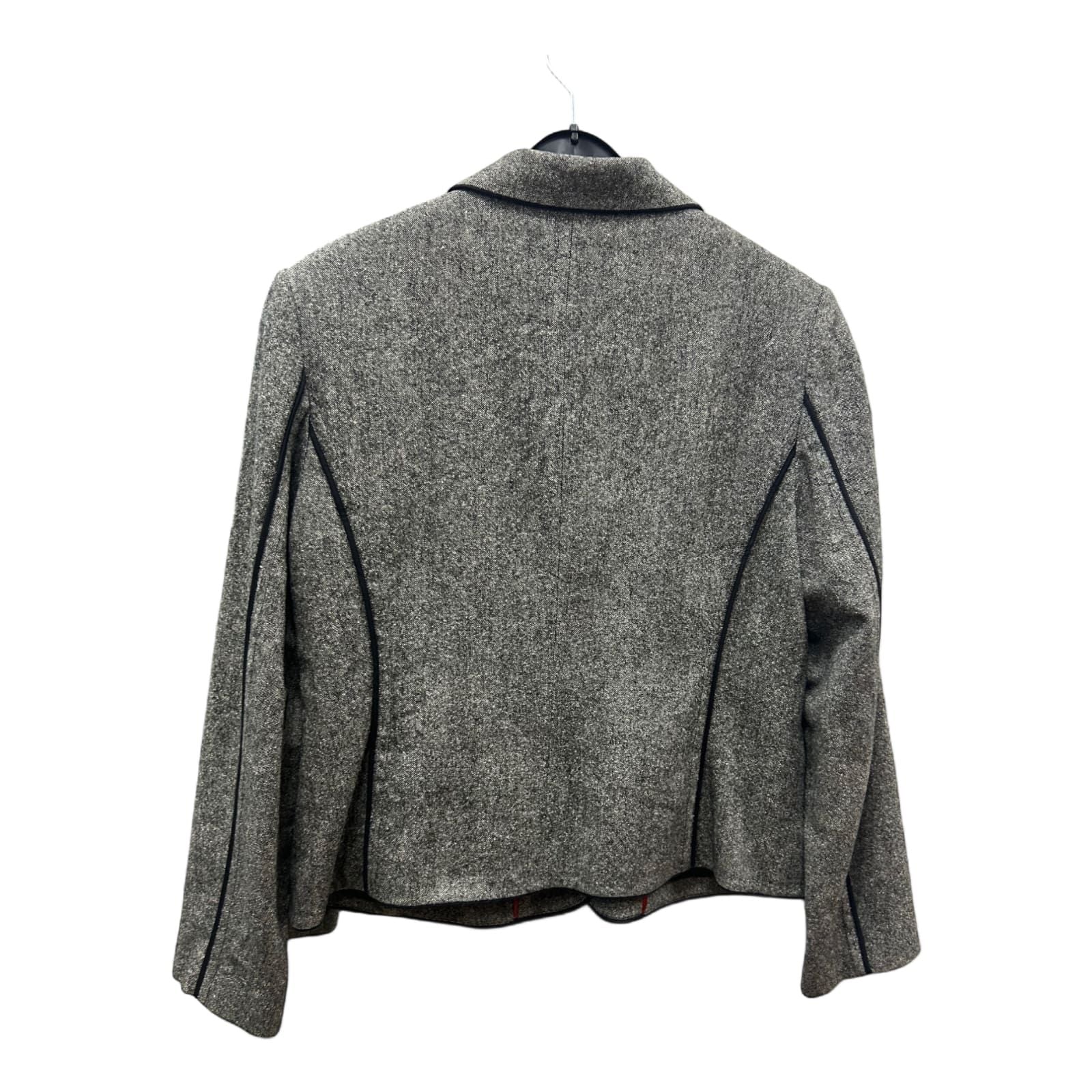 Yorn Blazer Größe 42 Grau Wollmix Seide Schwarz Paspel Elegant Hochwertig Damen