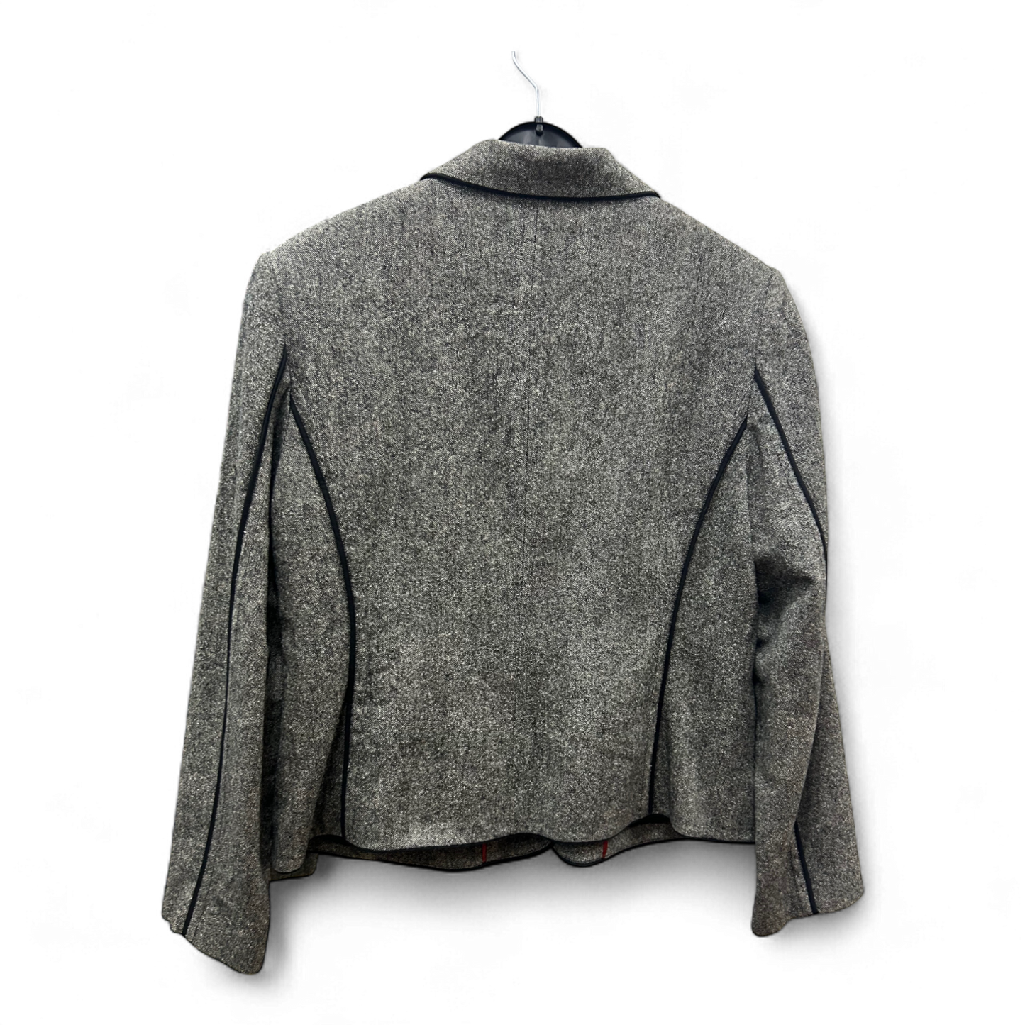 Yorn Blazer Größe 42 Grau Wollmix Seide Schwarz Paspel Elegant Hochwertig Damen