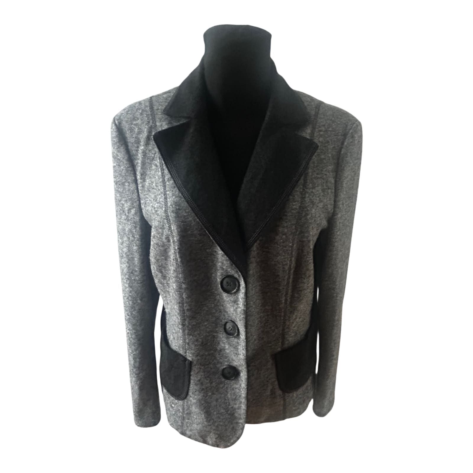 Gerry Weber Blazer Damen Gr 42 Grau Wollmix Klassisch Elegant Warm Herbst Winter