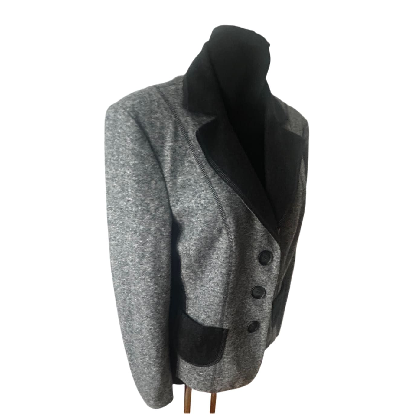 Gerry Weber Blazer Damen Gr 42 Grau Wollmix Klassisch Elegant Warm Herbst Winter