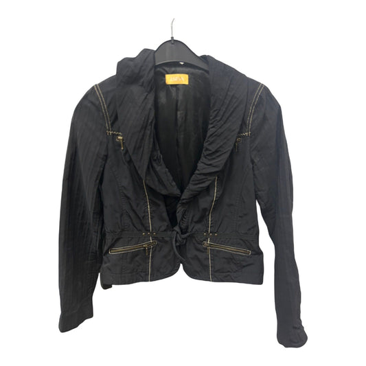 Biba Jacke Schwarz Gr 38 Raffung Ziernähte Kurzjacke Elegant Trendy