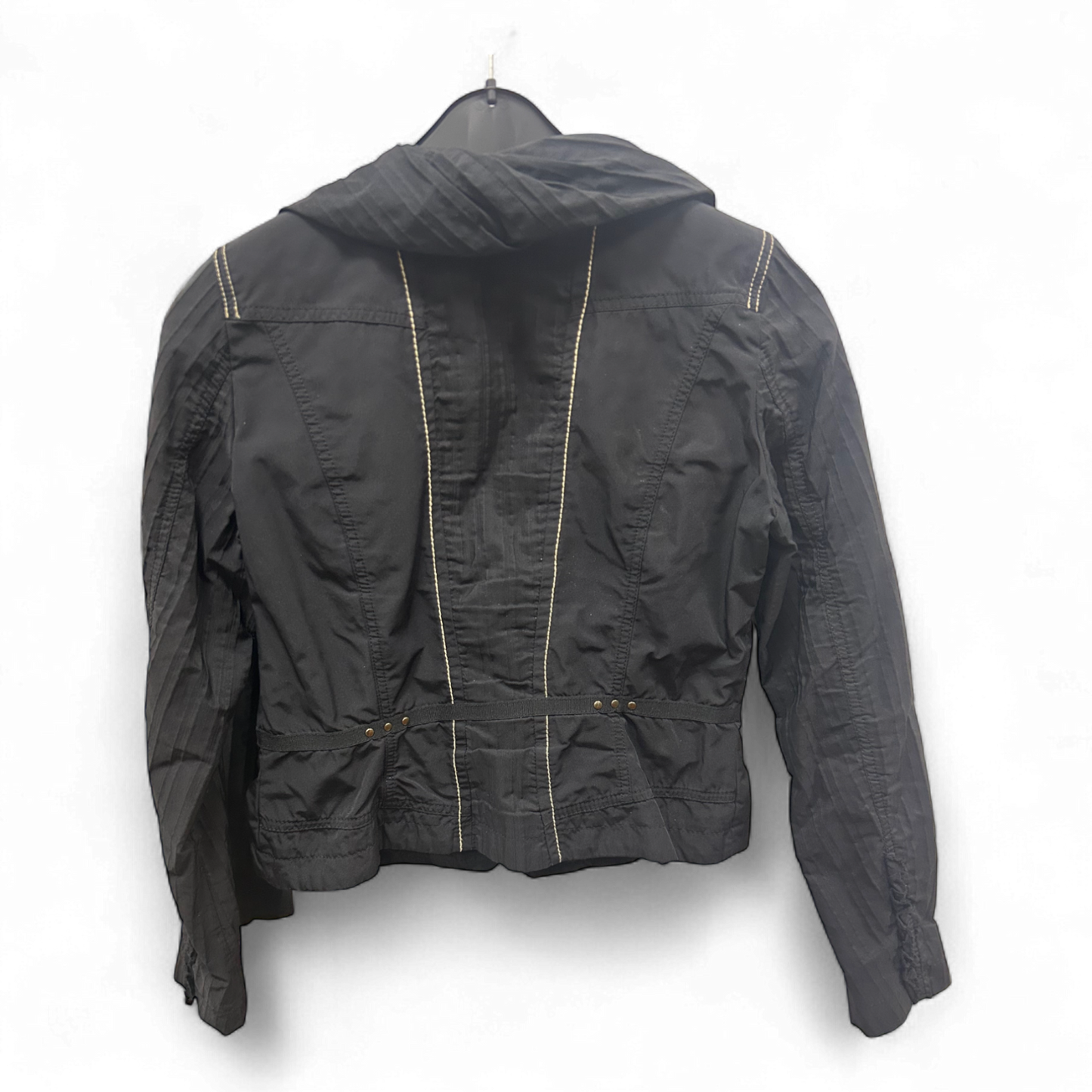 Biba Jacke Schwarz Gr 38 Raffung Ziernähte Kurzjacke Elegant Trendy