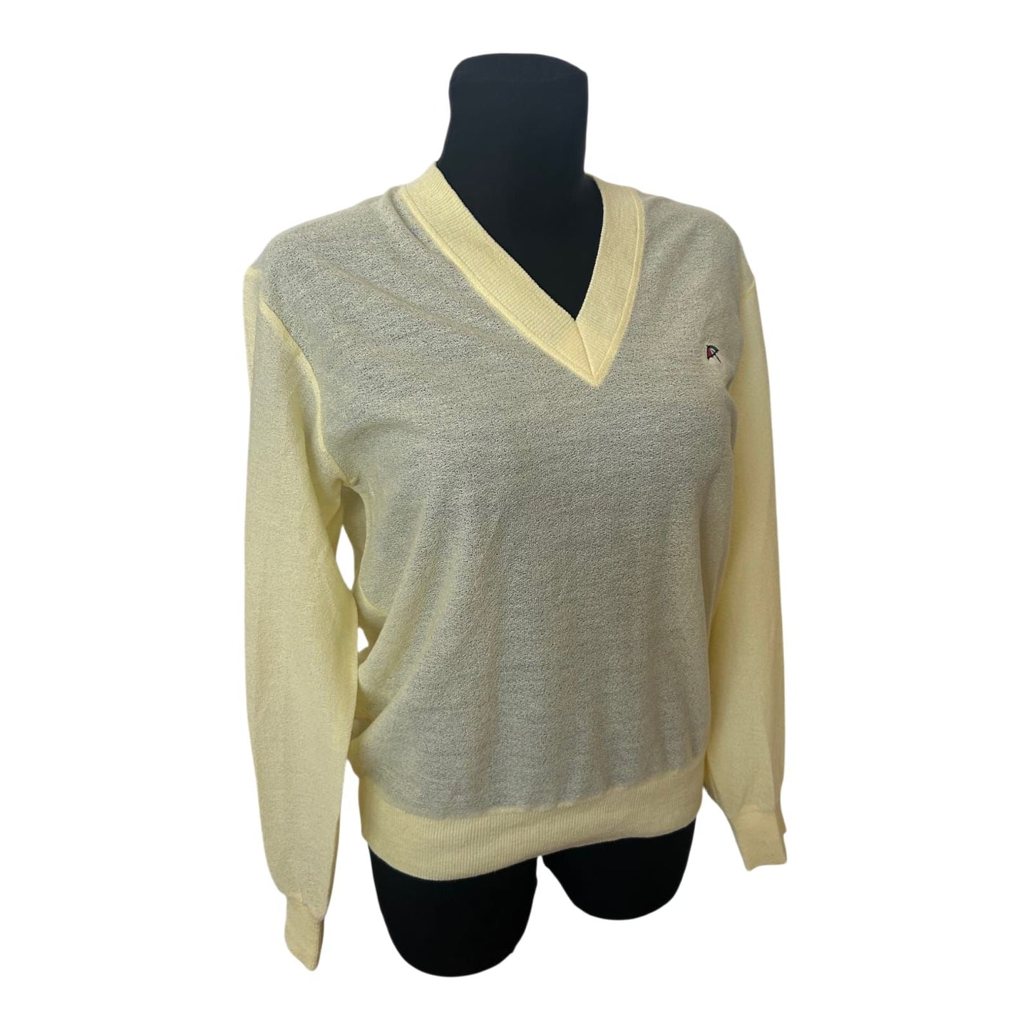 Arnold Palmer Pullover Damen Gr M Gelb V-Ausschnitt Leicht Sommer Elegant