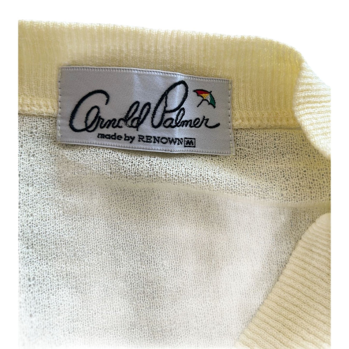 Arnold Palmer Pullover Damen Gr M Gelb V-Ausschnitt Leicht Sommer Elegant