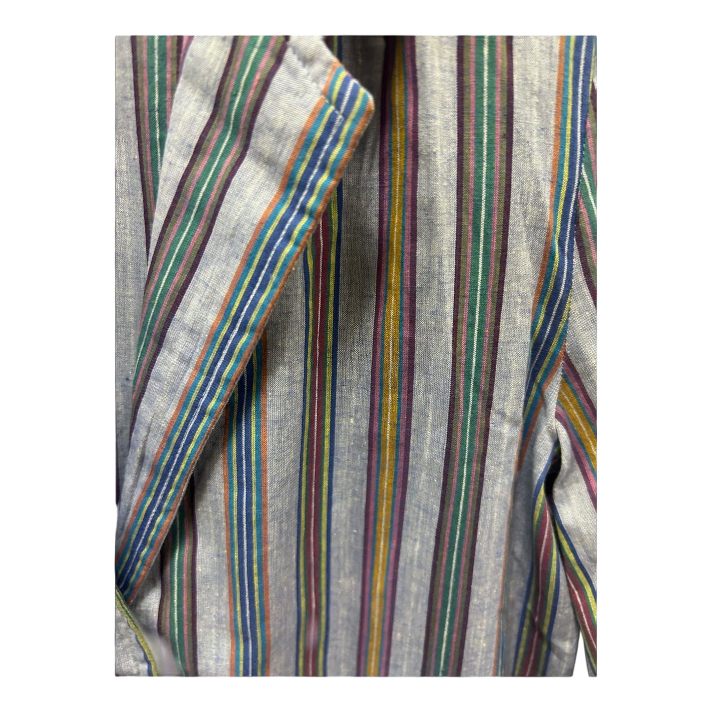 Vintage Blazer Damen Gr 38 40 42 Baumwolle Gestreift Bunt Sommerjacke Schulterpolster