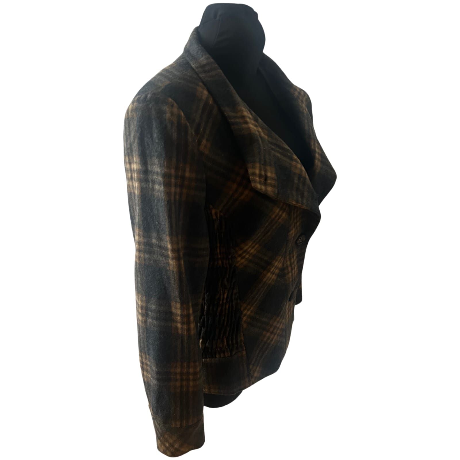 Himmelblau Jacke Damen Gr 42 Kariert Warm Muster Wolle Elegant Klassisch