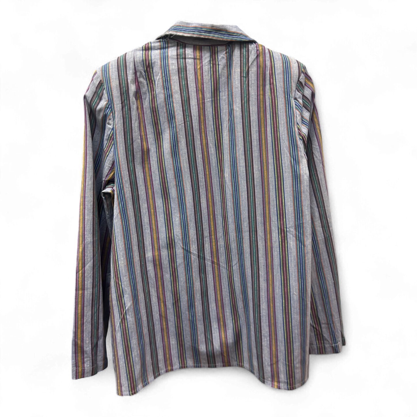 Vintage Blazer Damen Gr 38 40 42 Baumwolle Gestreift Bunt Sommerjacke Schulterpolster