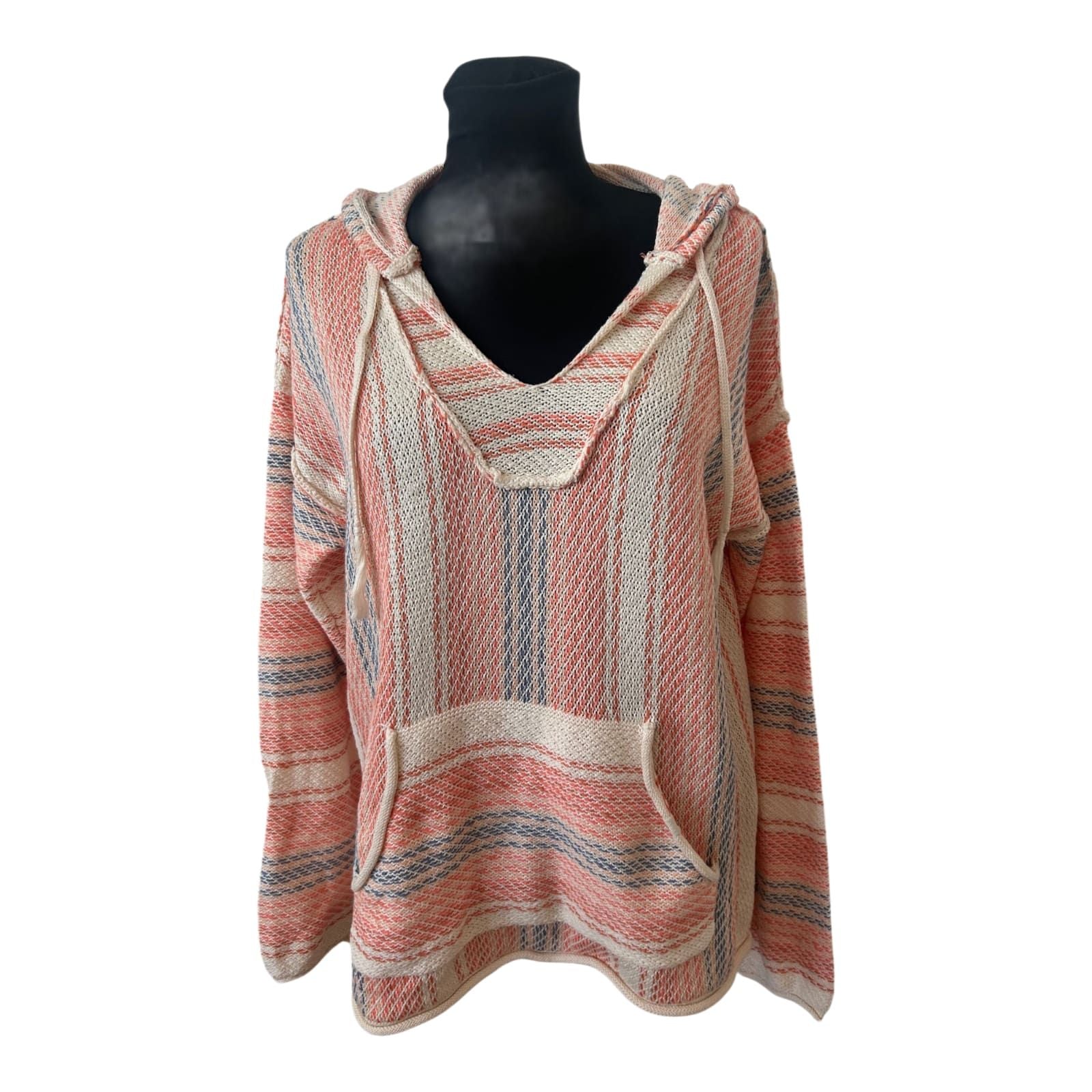 Rip Curl Hoodie Damen Gr XL Strick Kapuze Oversize Orange Rot Lässig Neu