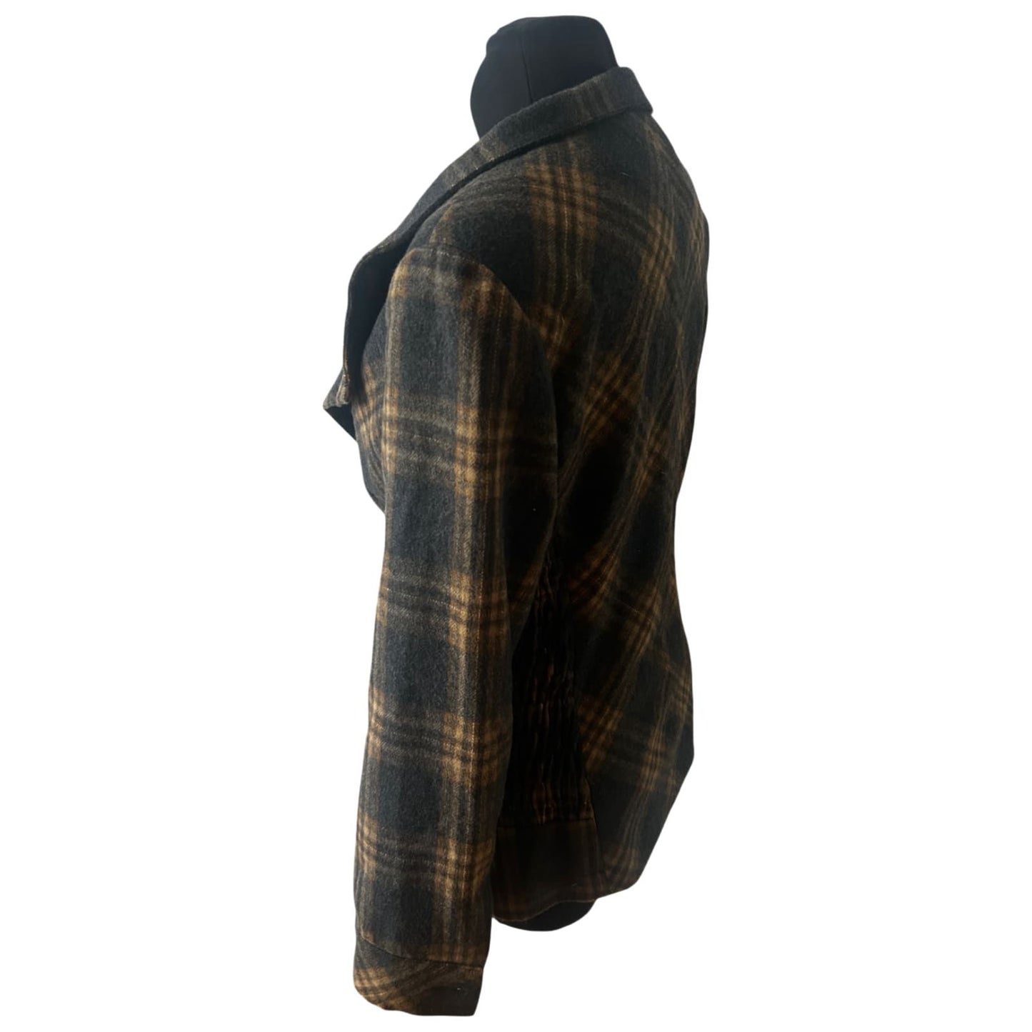 Himmelblau Jacke Damen Gr 42 Kariert Warm Muster Wolle Elegant Klassisch