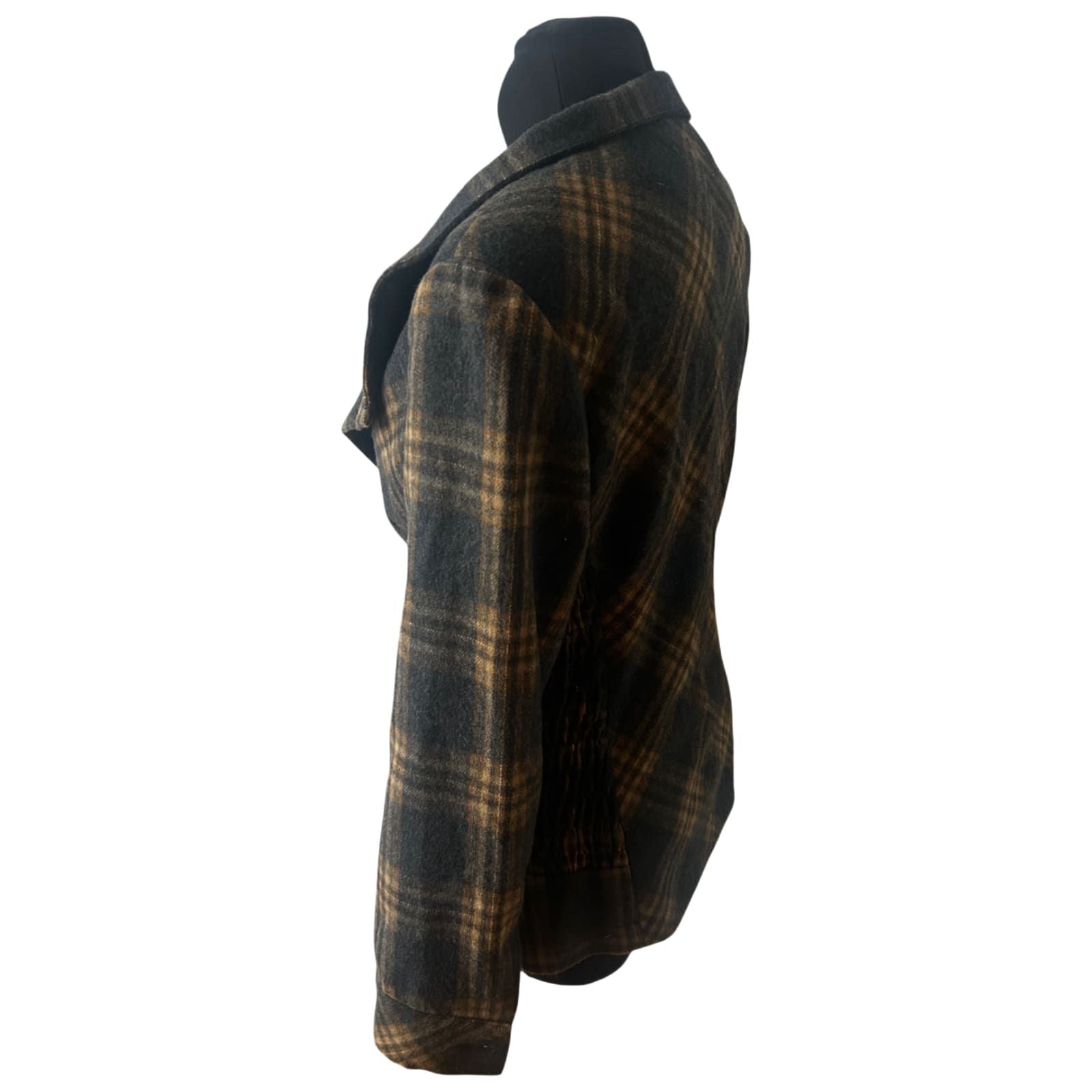 Himmelblau Jacke Damen Gr 42 Kariert Warm Muster Wolle Elegant Klassisch