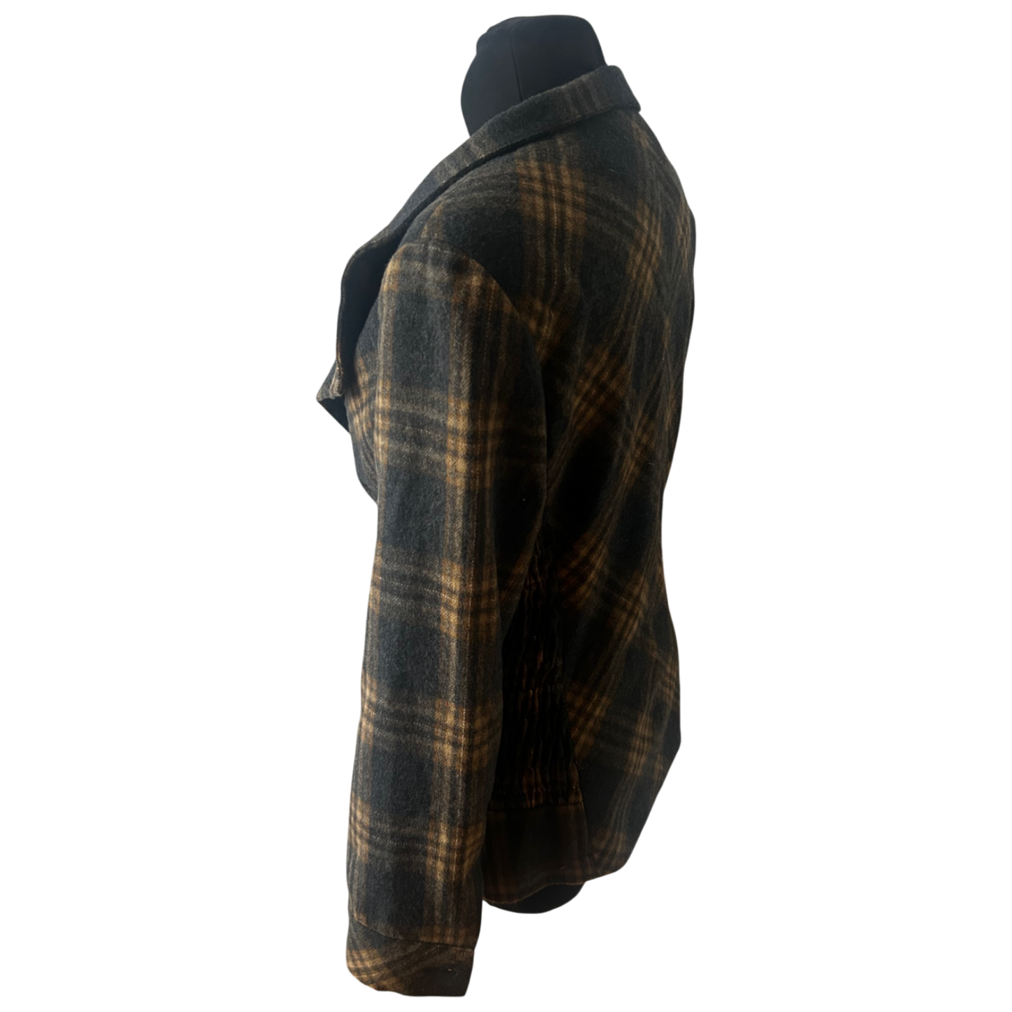 Himmelblau Jacke Damen Gr 42 Kariert Warm Muster Wolle Elegant Klassisch