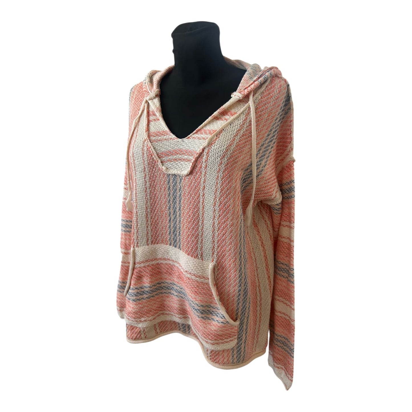Rip Curl Hoodie Damen Gr XL Strick Kapuze Oversize Orange Rot Lässig Neu