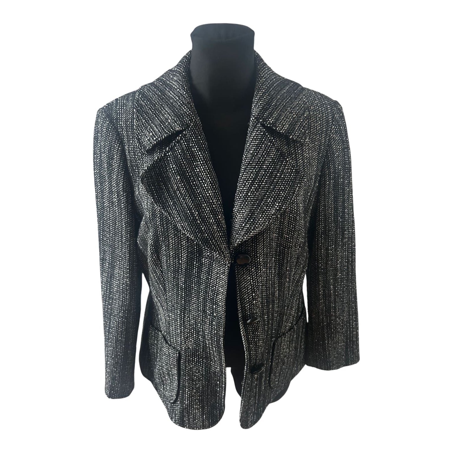 Betty Barclay Blazer Damen Jacke Gr 42 Schwarz Weiss Muster Elegante Ubergangsjacke