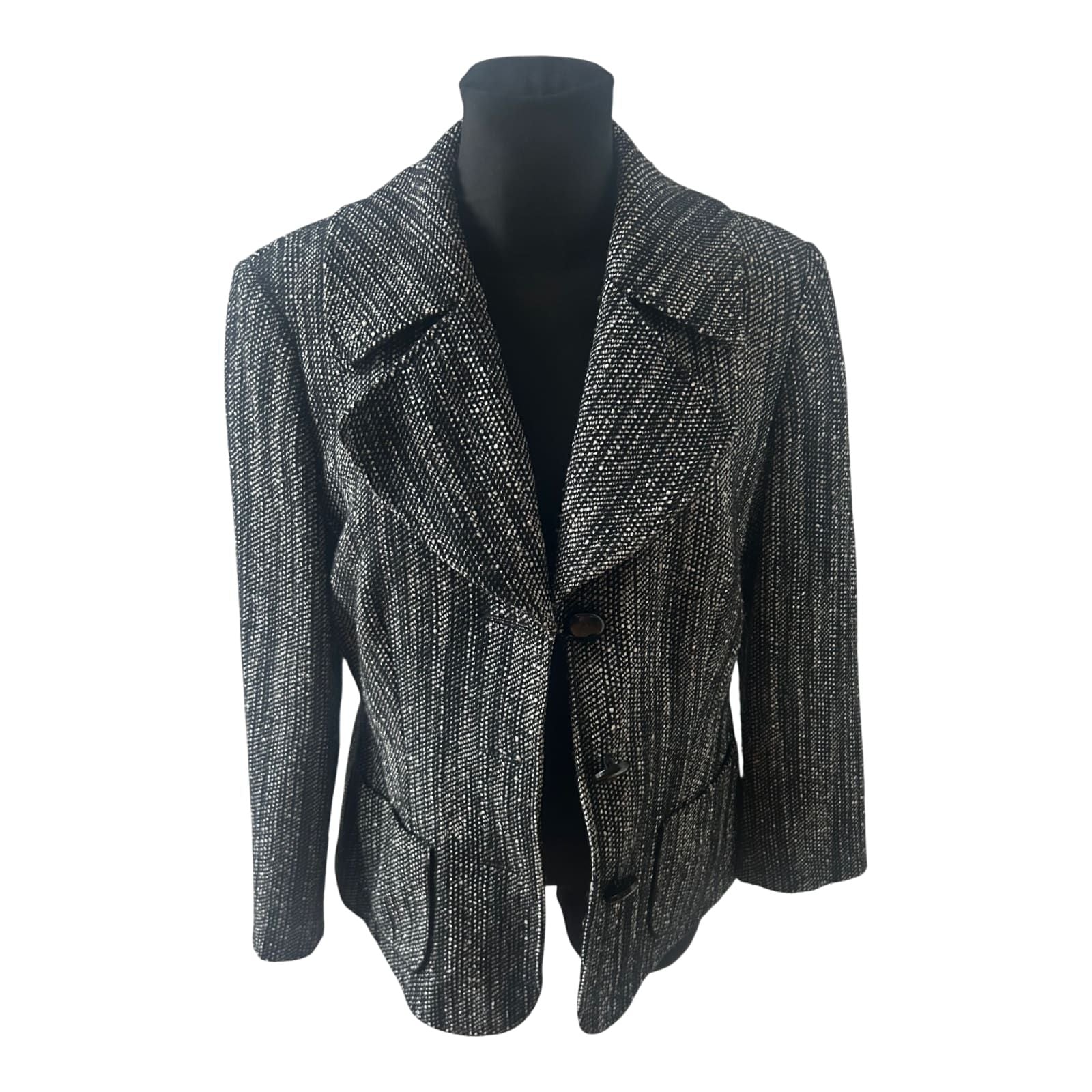 Betty Barclay Blazer Damen Jacke Gr 42 Schwarz Weiss Muster Elegante Ubergangsjacke