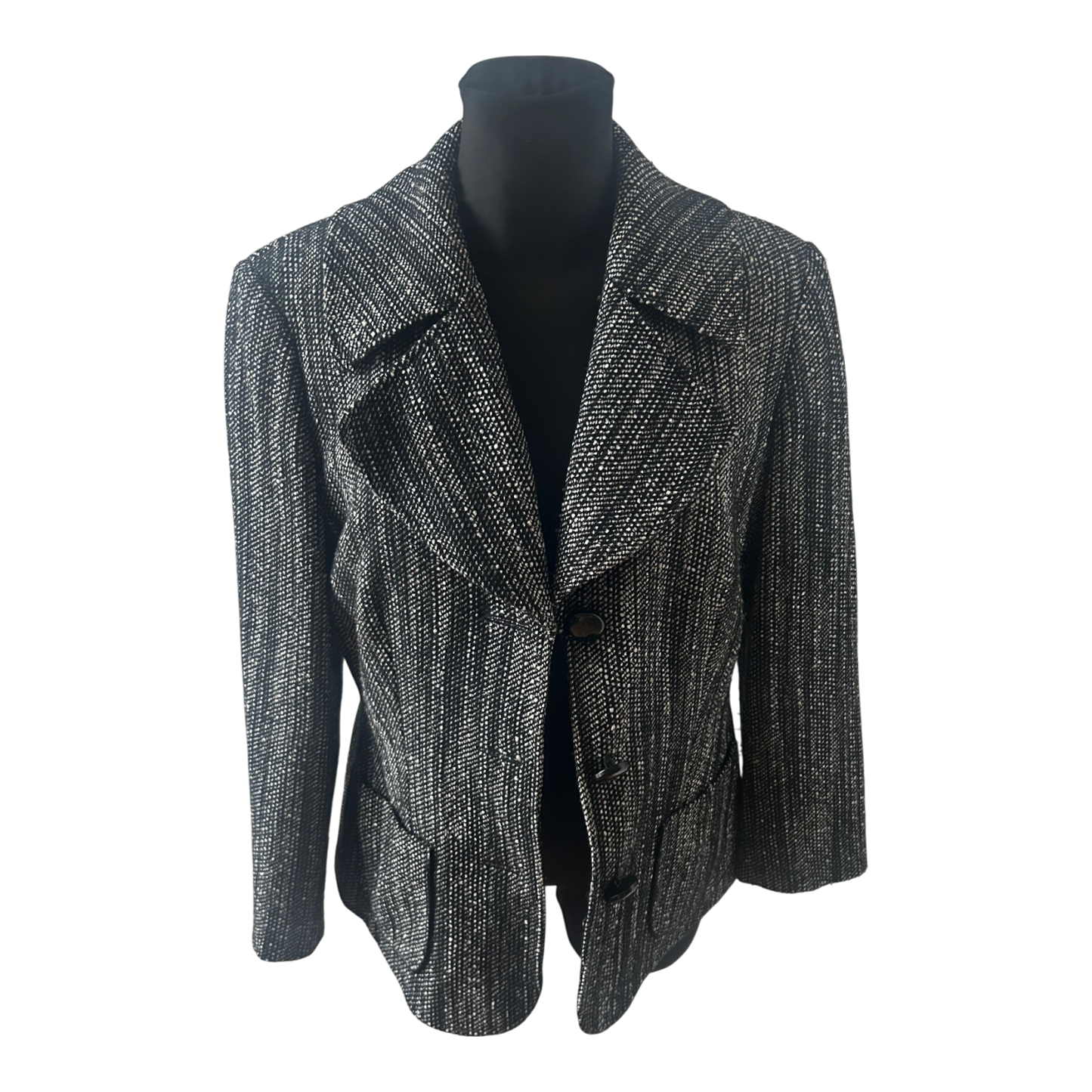 Betty Barclay Blazer Damen Jacke Gr 42 Schwarz Weiss Muster Elegante Ubergangsjacke