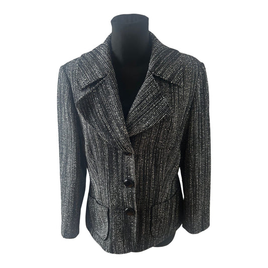 Betty Barclay Blazer Damen Jacke Gr 42 Schwarz Weiss Muster Elegante Ubergangsjacke