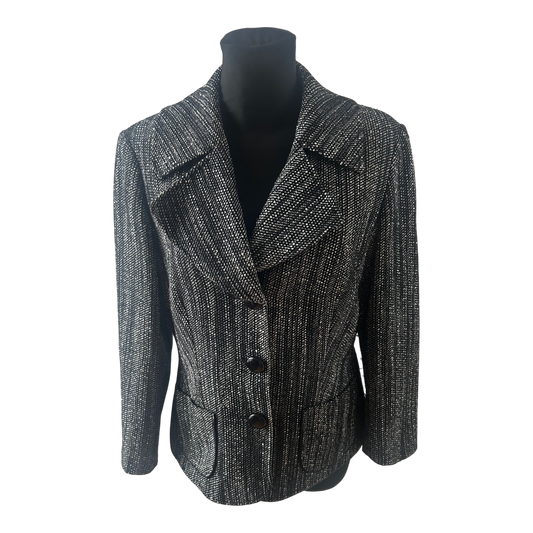 Betty Barclay Blazer Damen Jacke Gr 42 Schwarz Weiss Muster Elegante Ubergangsjacke