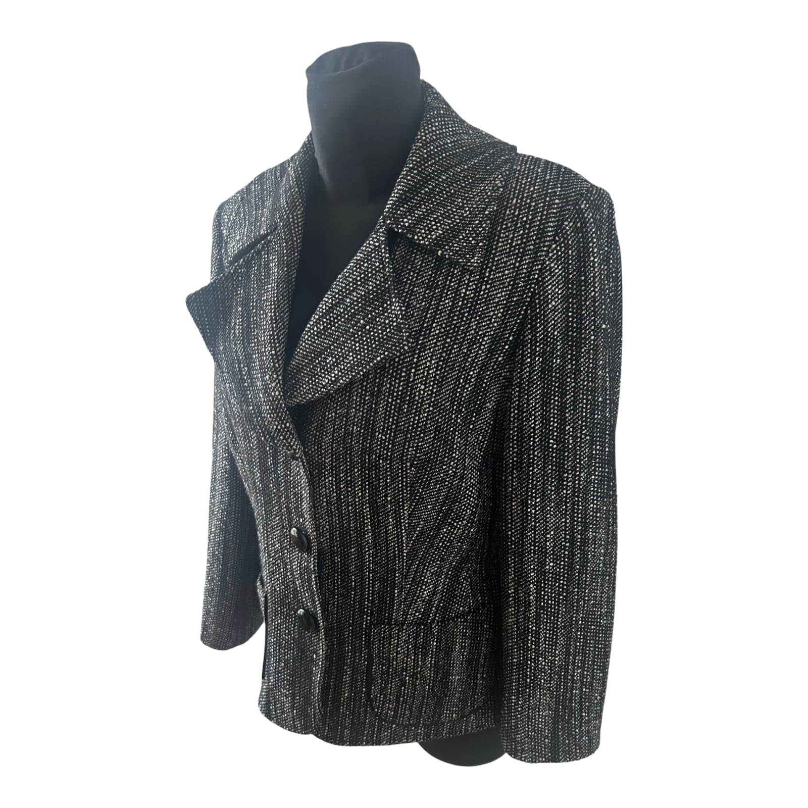 Betty Barclay Blazer Damen Jacke Gr 42 Schwarz Weiss Muster Elegante Ubergangsjacke