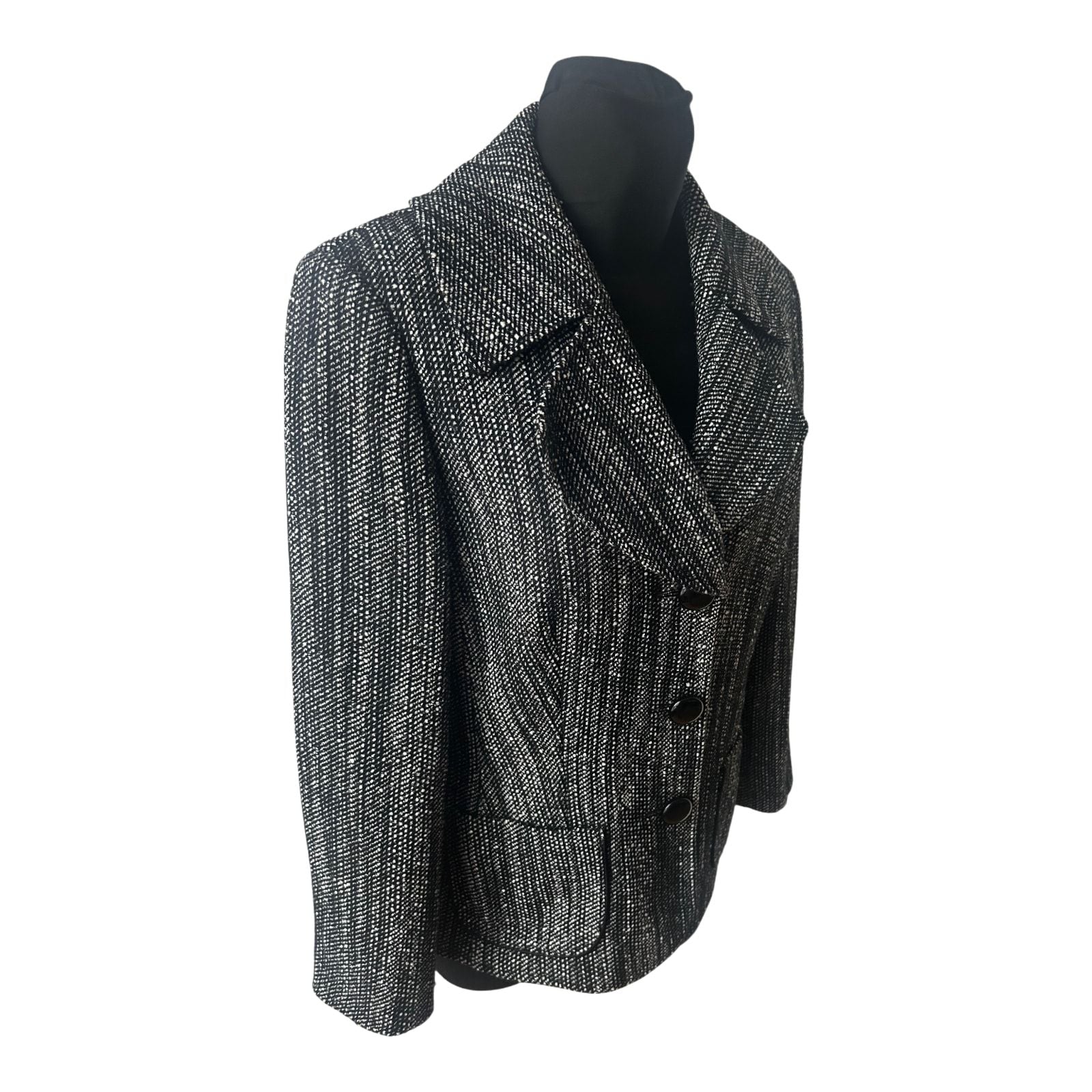 Betty Barclay Blazer Damen Jacke Gr 42 Schwarz Weiss Muster Elegante Ubergangsjacke