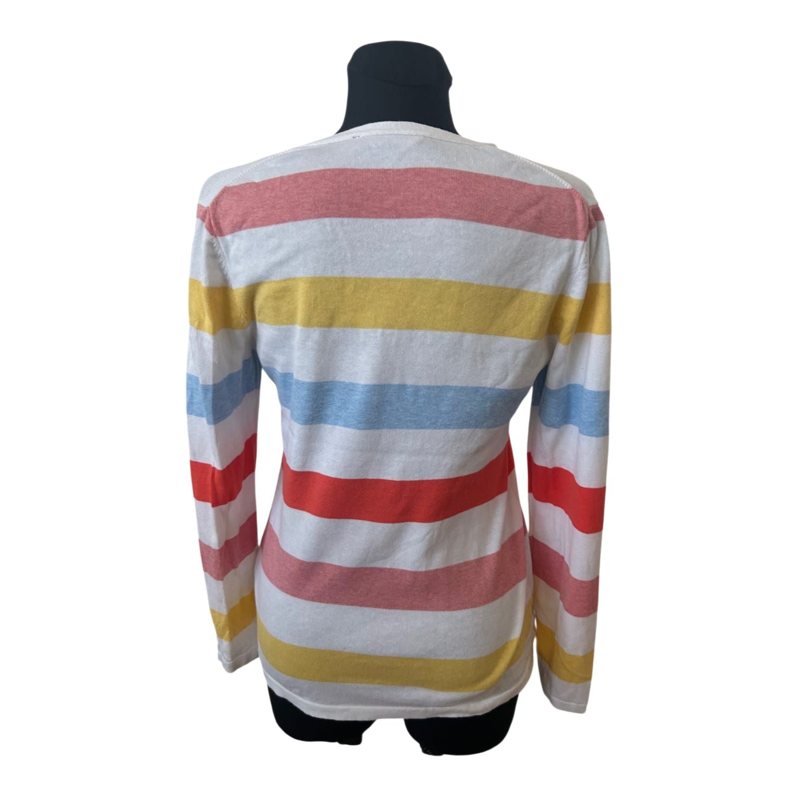 Tommy Hilfiger Damen Pullover Gr M Gestreift Baumwolle V Ausschnitt