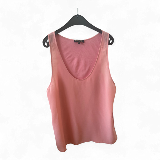 Massimo Dutti Damen Top L Lachs Ärmellos Elegant Sommer Büro Minimal Look