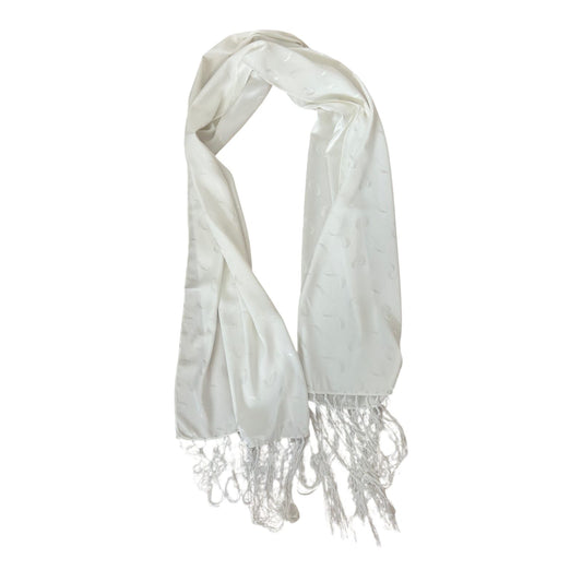 Weißer Schal Fransen 52x155 Elegant Leicht Glanz Synthetik Unisex Einfarbig