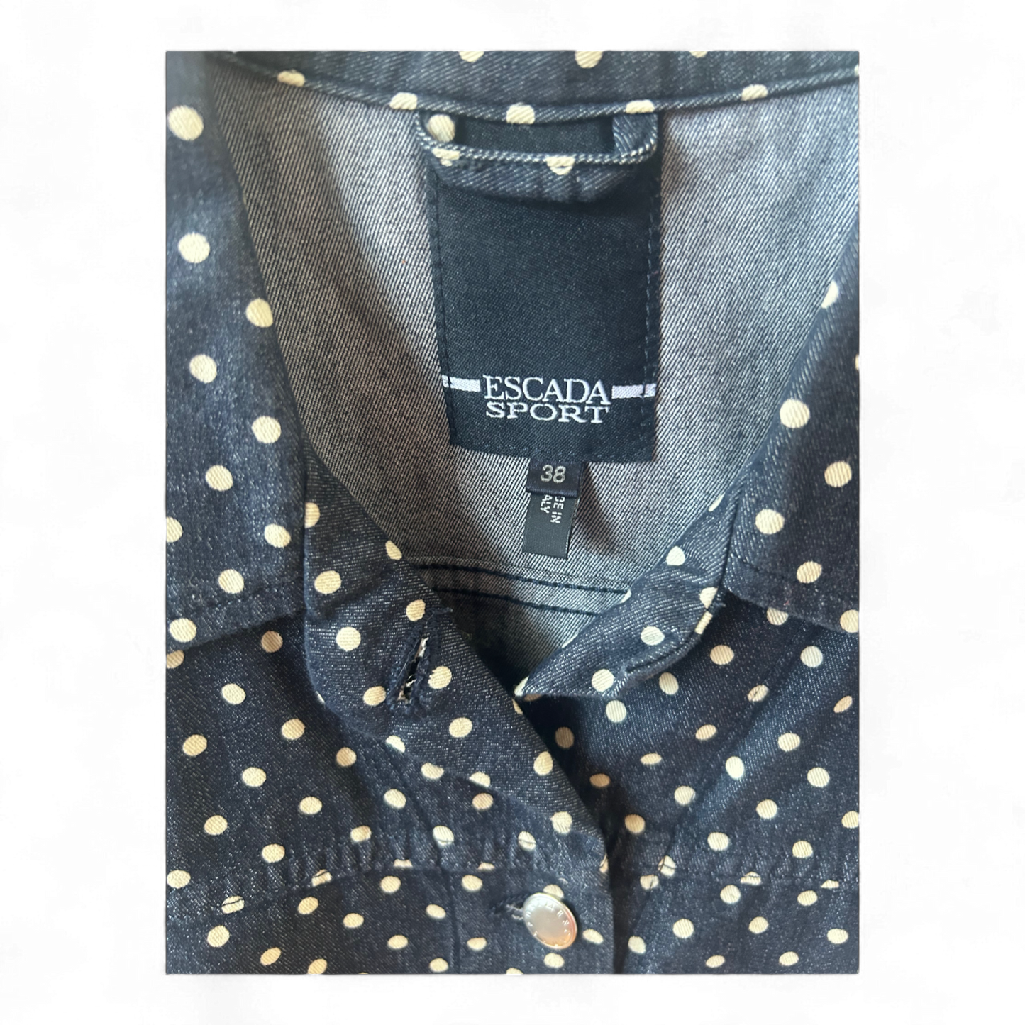 Escada Sport Weste Gr 38 Made in Italy Blau Punkte Baumwollmix Sommer Elegant