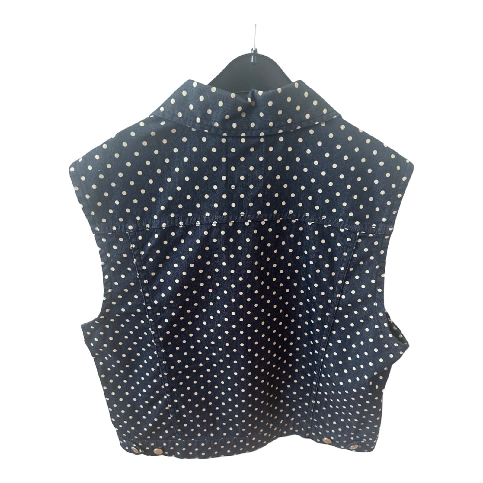 Escada Sport Weste Gr 38 Made in Italy Blau Punkte Baumwollmix Sommer Elegant