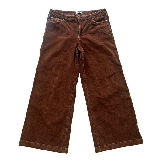 C&A Damen Cordhose Gr 42 Braun Weit Ausgestellt Kurze Länge Baumwolle Elegant
