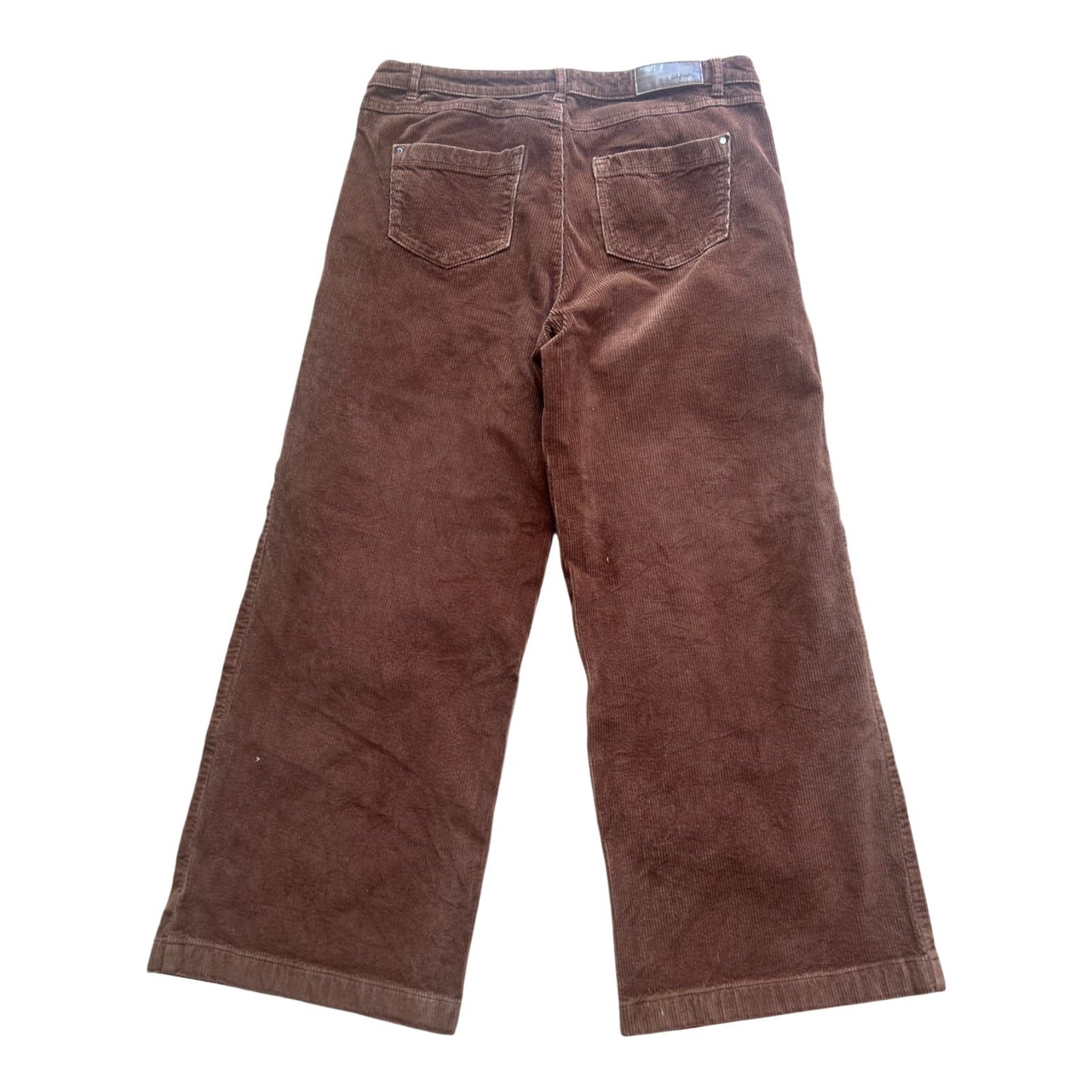 C&A Damen Cordhose Gr 42 Braun Weit Ausgestellt Kurze Länge Baumwolle Elegant