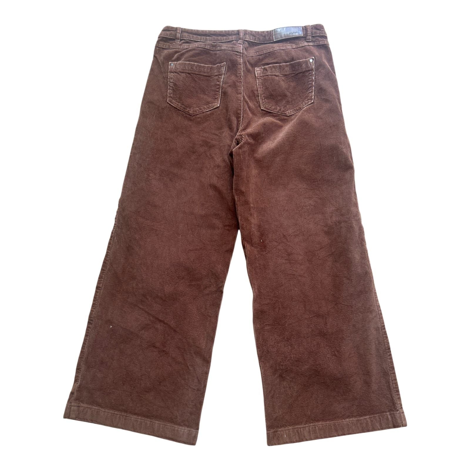 C&A Damen Cordhose Gr 42 Braun Weit Ausgestellt Kurze Länge Baumwolle Elegant