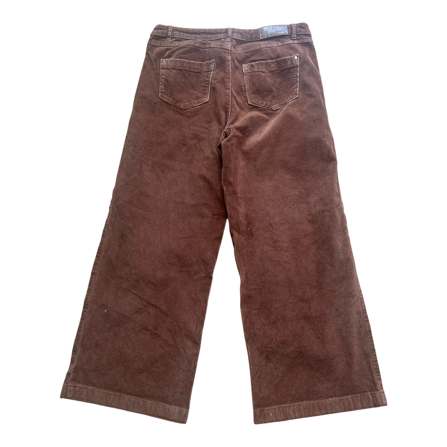 C&A Damen Cordhose Gr 42 Braun Weit Ausgestellt Kurze Länge Baumwolle Elegant