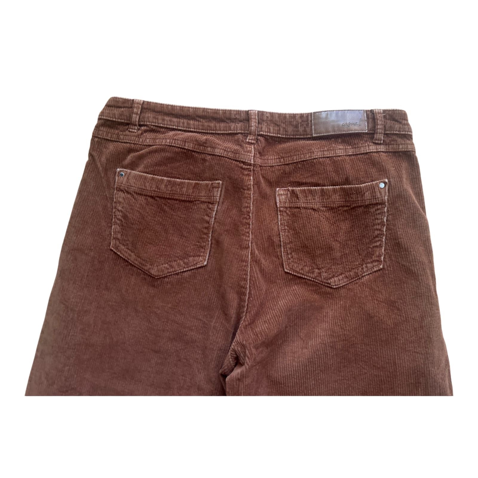 C&A Damen Cordhose Gr 42 Braun Weit Ausgestellt Kurze Länge Baumwolle Elegant