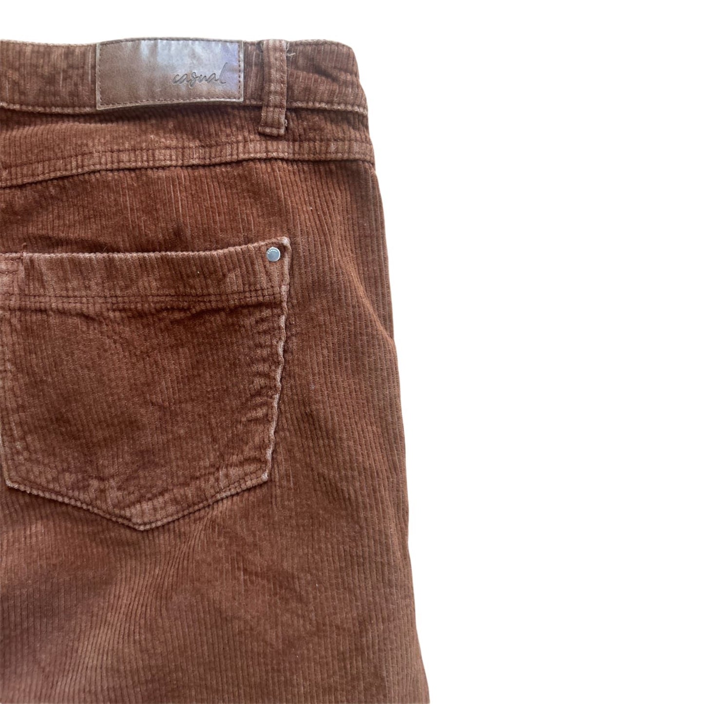 C&A Damen Cordhose Gr 42 Braun Weit Ausgestellt Kurze Länge Baumwolle Elegant