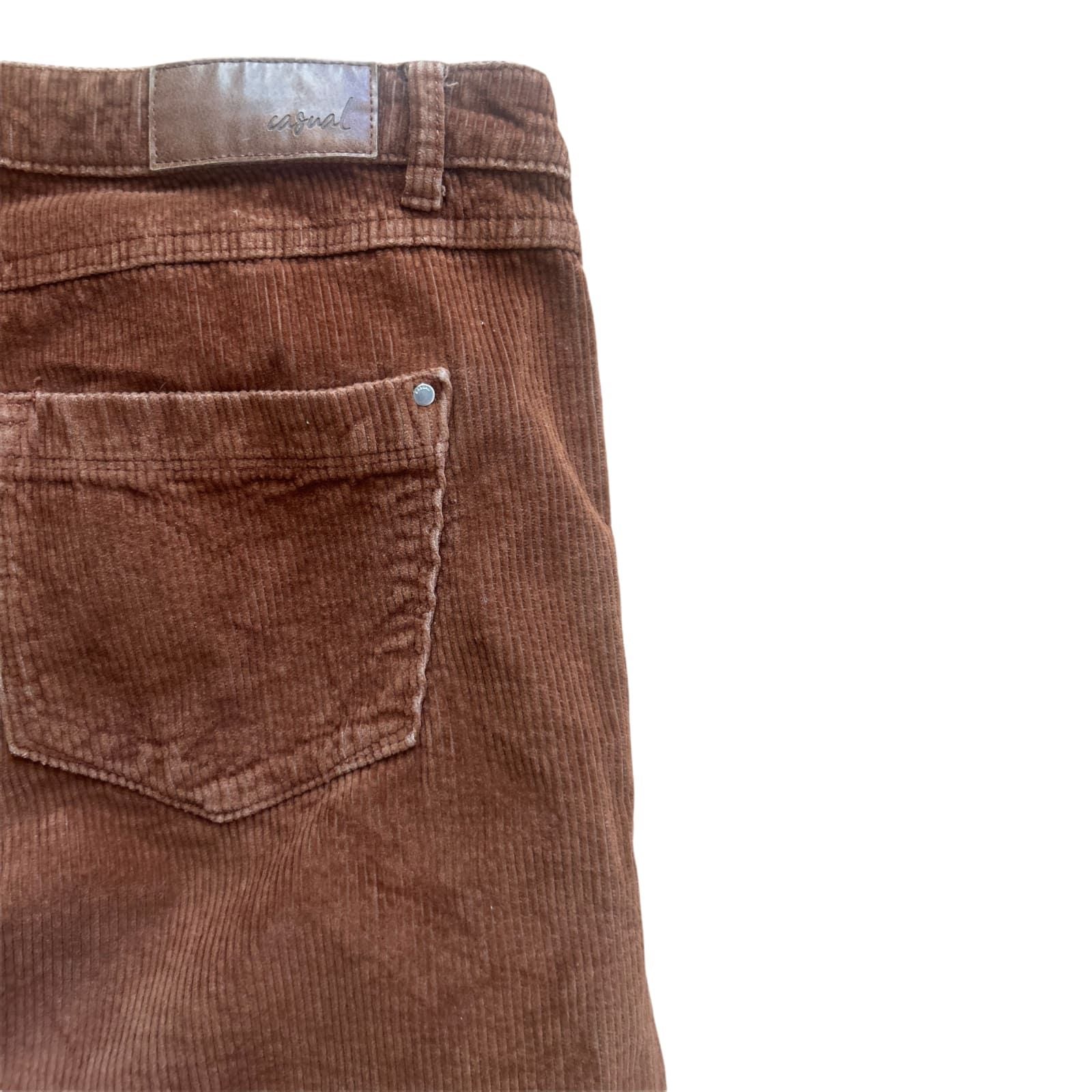 C&A Damen Cordhose Gr 42 Braun Weit Ausgestellt Kurze Länge Baumwolle Elegant