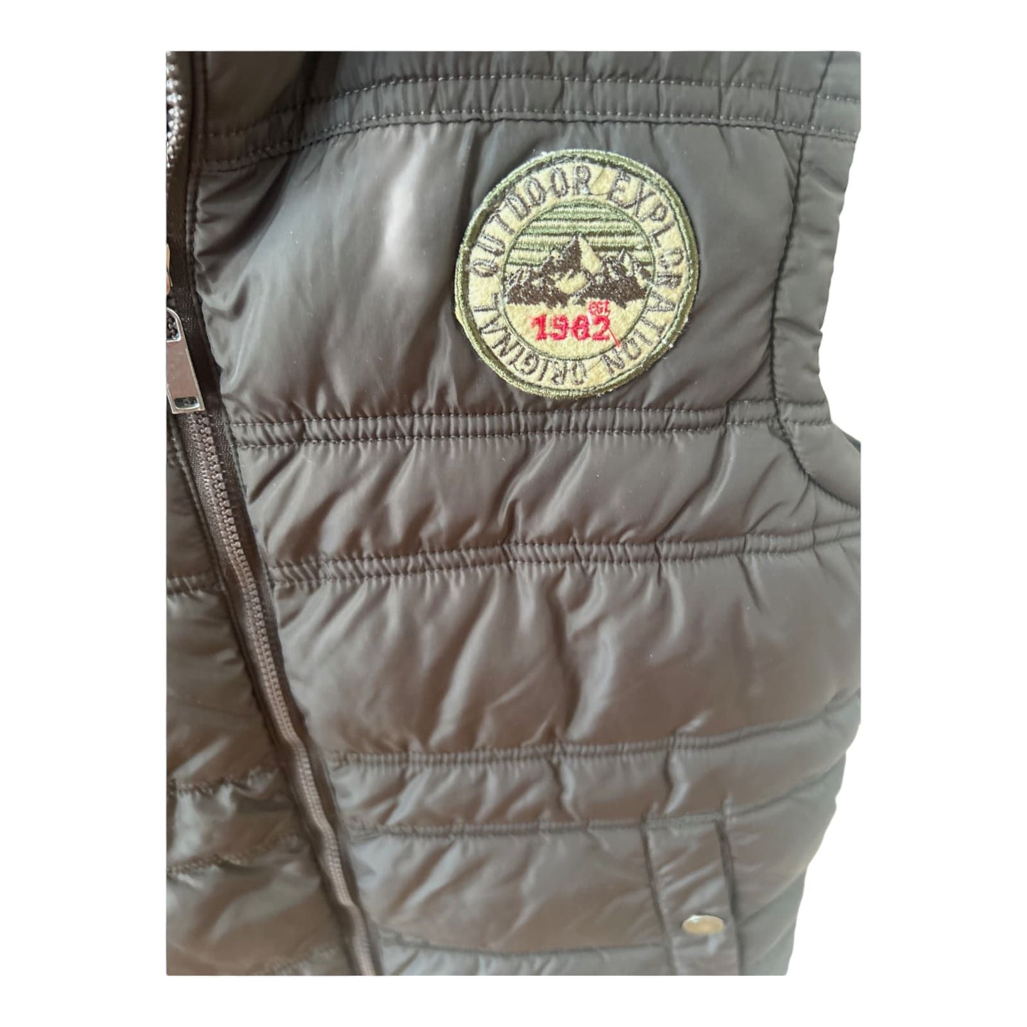 Pocopiano Weste Braun Gr 140 Stepp Outdoor Look Badge Reißverschluss Kinder