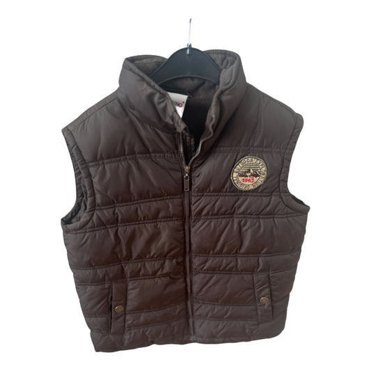 Pocopiano Weste Braun Gr 140 Stepp Outdoor Look Badge Reißverschluss Kinder