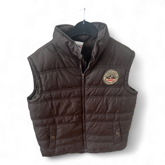 Pocopiano Weste Braun Gr 140 Stepp Outdoor Look Badge Reißverschluss Kinder