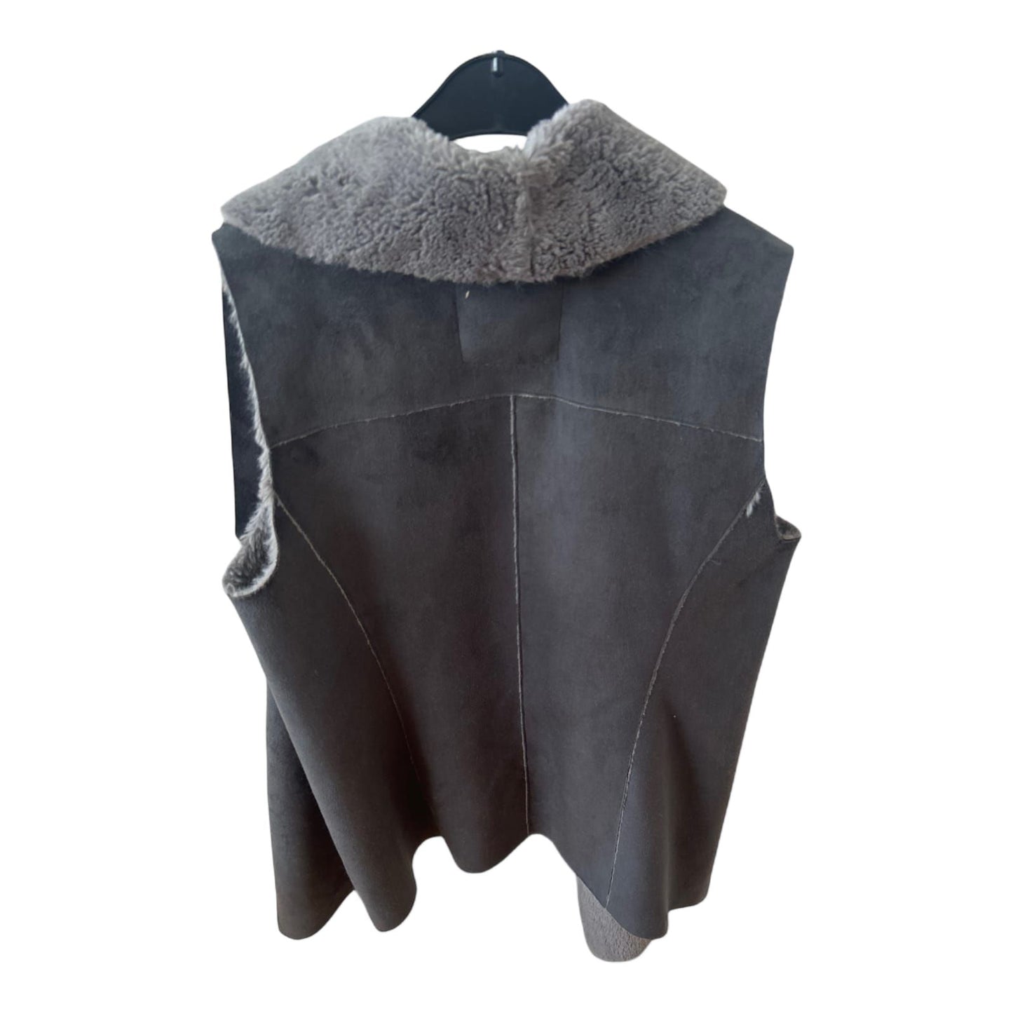 C&A Weste Dunkelgrau Gr 146 Damen M Kunstfellkragen Futter Teddyfleece Polyester