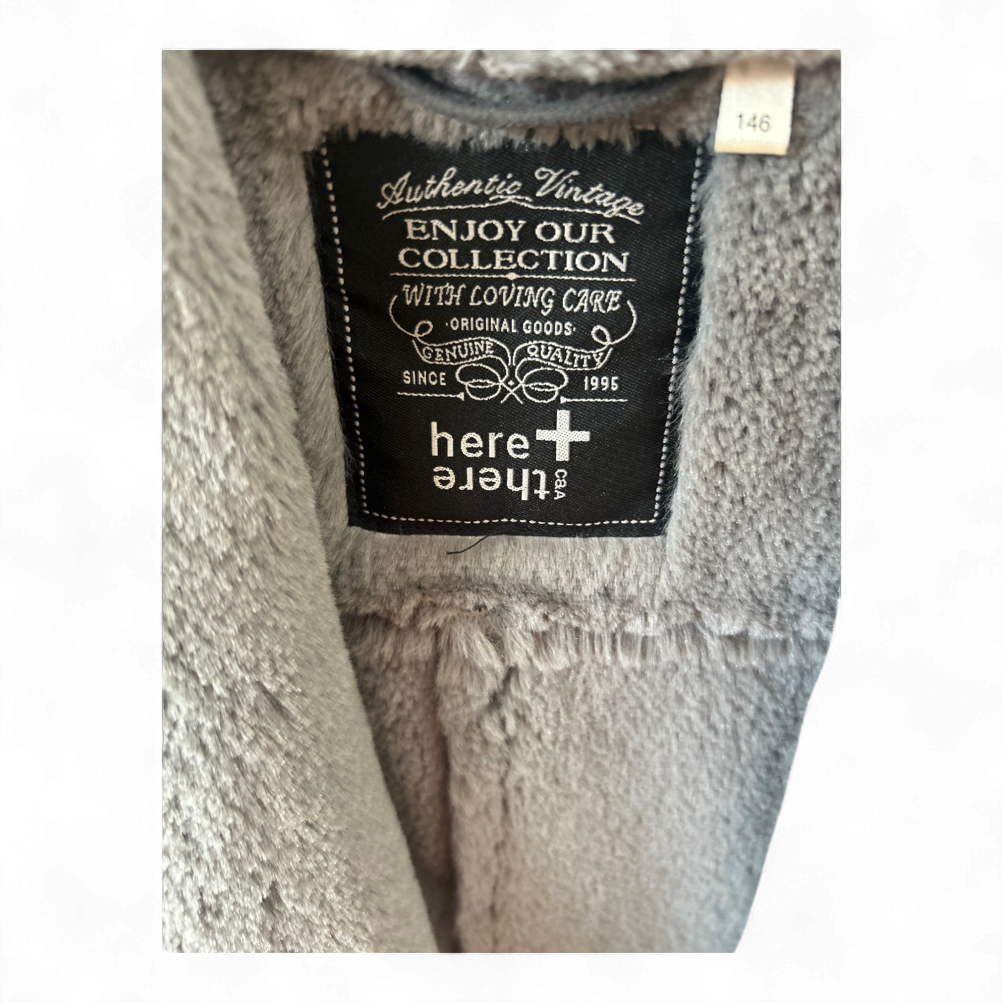 C&A Weste Dunkelgrau Gr 146 Damen M Kunstfellkragen Futter Teddyfleece Polyester