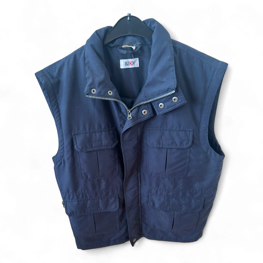 Roger Kent Weste Blau M Gr 48 Stehkragen Outdoor Stil Taschen Polyester