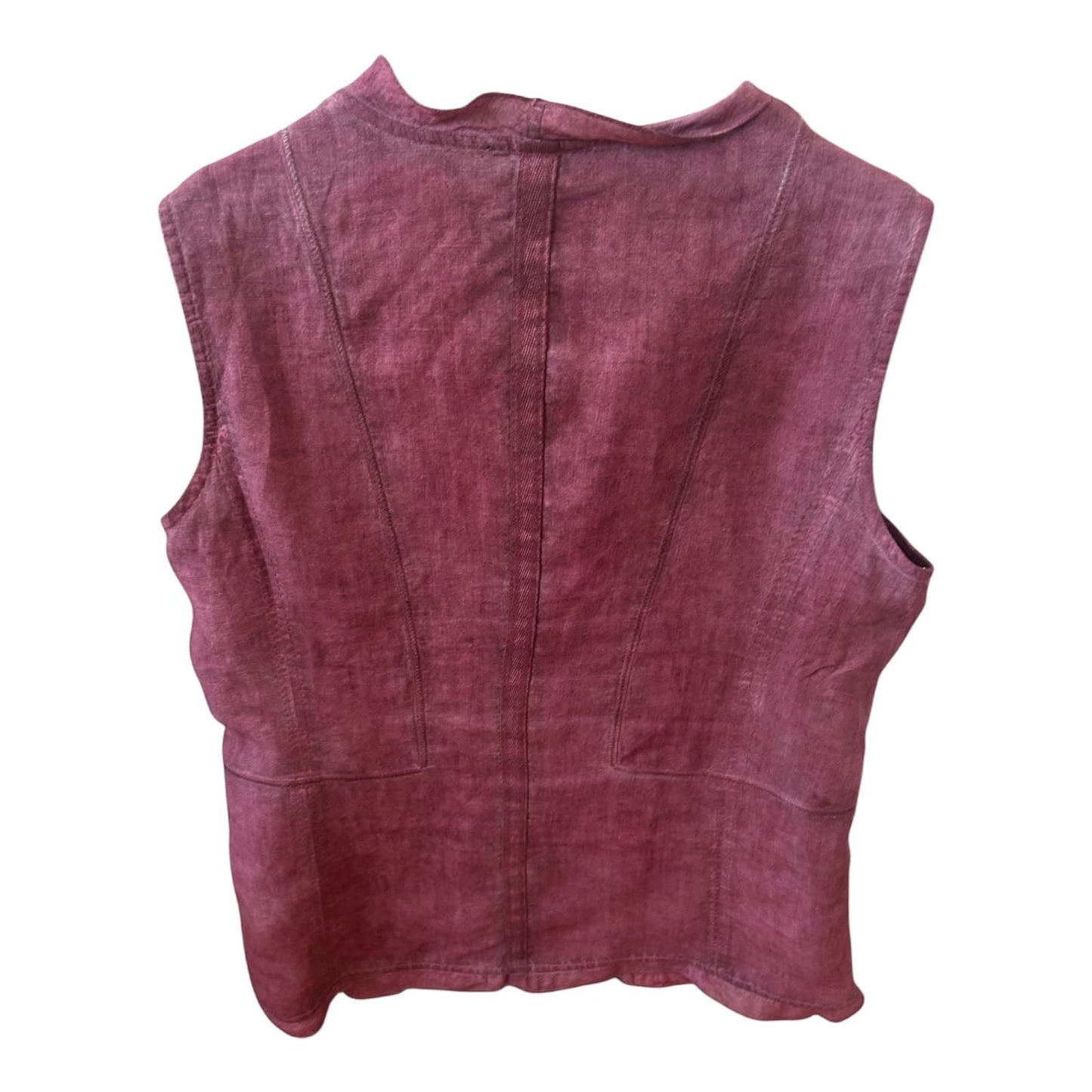 Biba Weste Leinen Gr 40 Bordeaux Nachträglich Gefärbt Zip Taschen Sommerlook