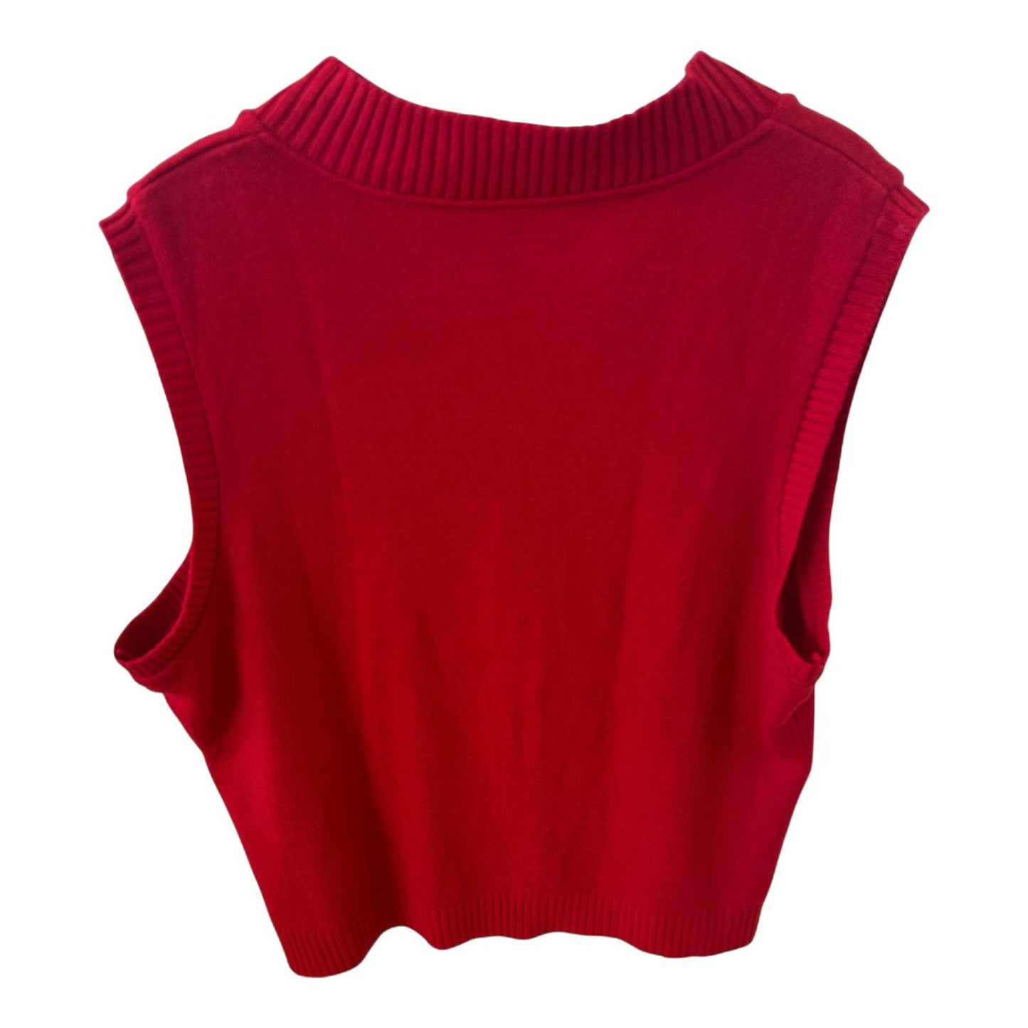Pure Panda Pullunder Rot Gr 46 V Ausschnitt Gerippt Oversize Look Stricktop