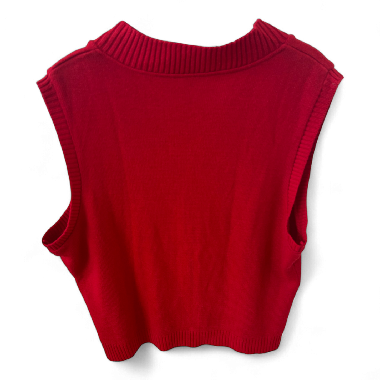 Pure Panda Pullunder Rot Gr 46 V Ausschnitt Gerippt Oversize Look Stricktop